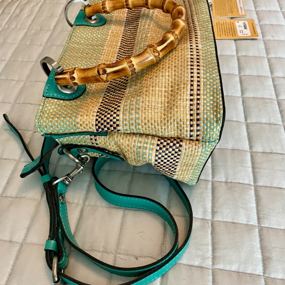 Patricia Nash Italian Fine Weave Multi Weave Aqua Bag UNUSED - Picture 4 of 10